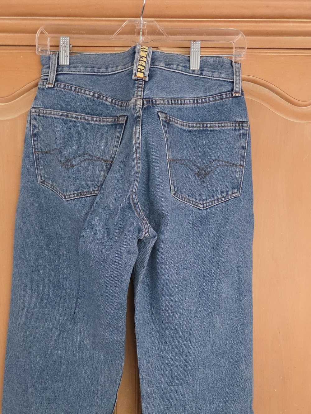 Replay Vintage Women's Blue Straight Jeans - Classic Back Pocket Stitch